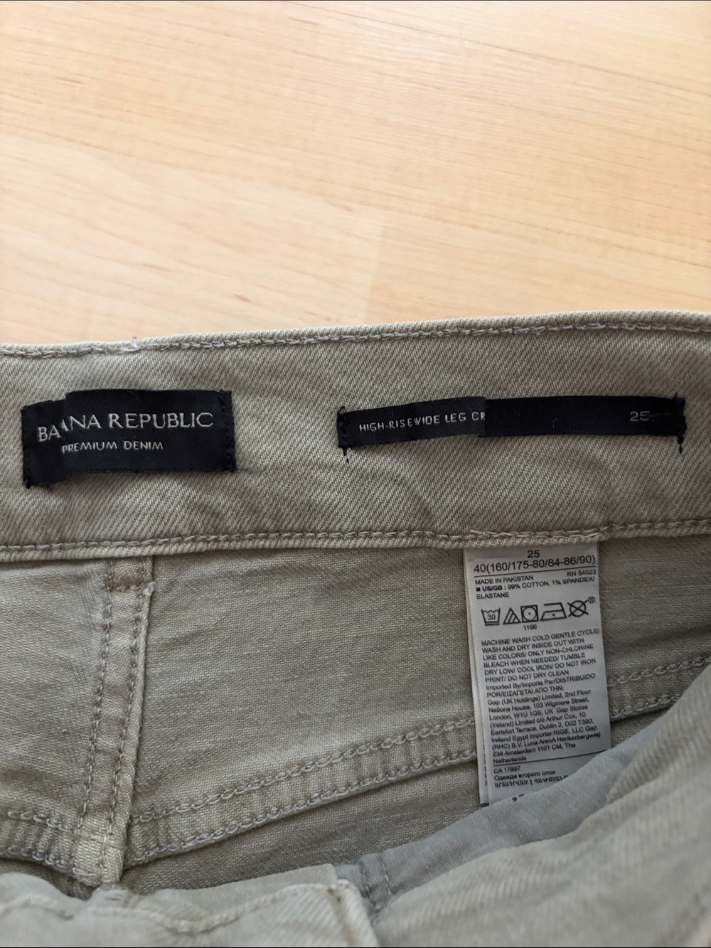 Banana Republic High Rise Wide Leg Crop Jeans Size 25 Green Raw Hem - Picture 8 of 8